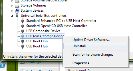 Uninstall USB on Windows 7