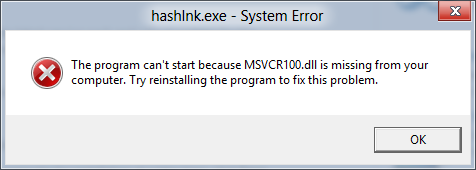 Fix "The program can't start because MSVCR100.dll is missing from your 