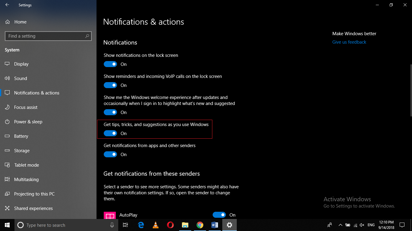 hot to turn off email notifications in windows 10