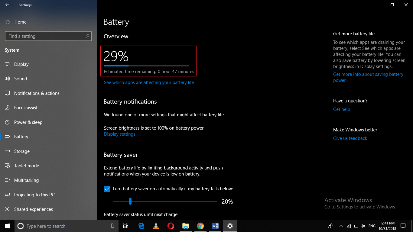 How to Check the Battery Usage in Windows 10