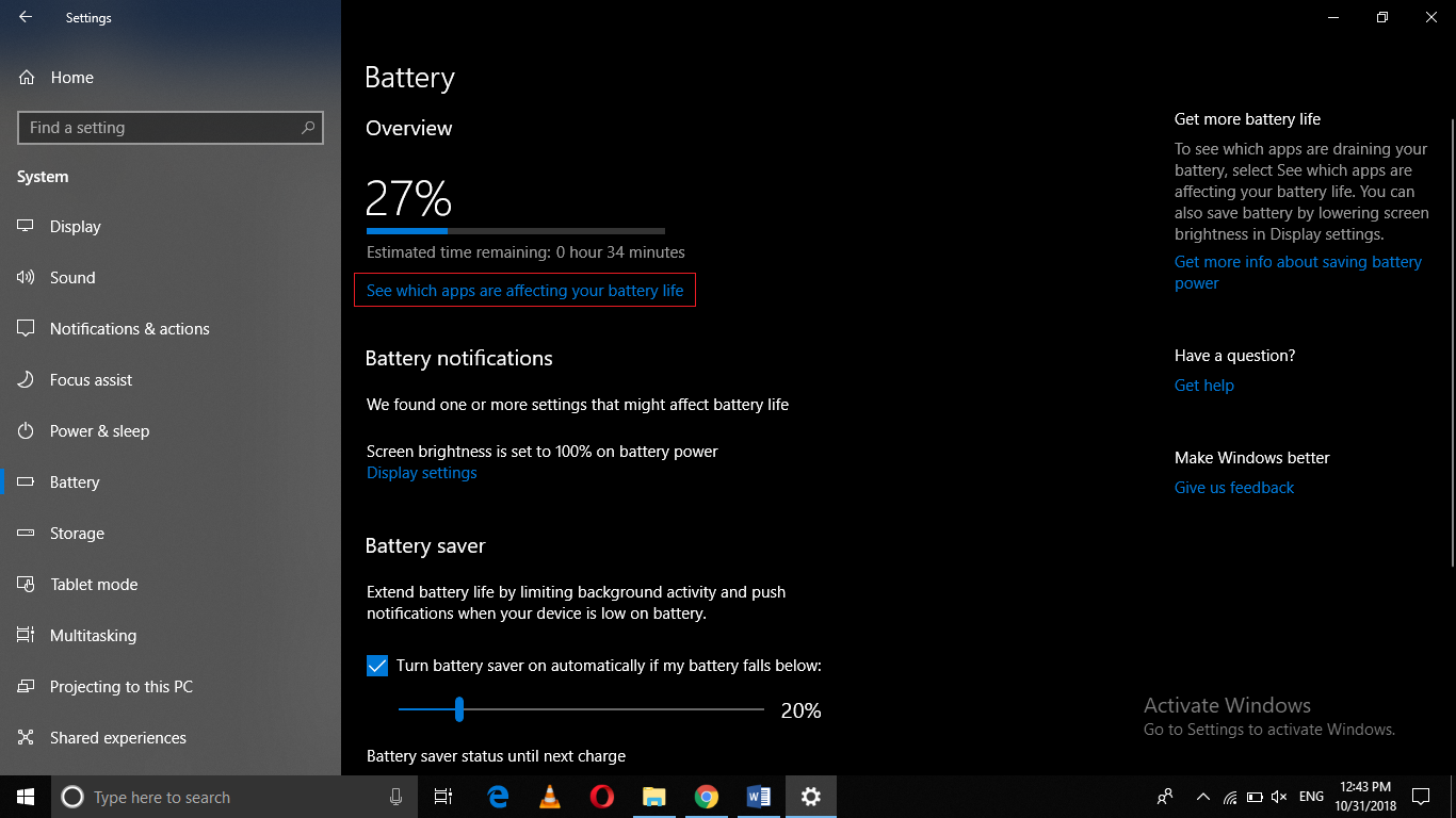 windows 10 battery status not showing