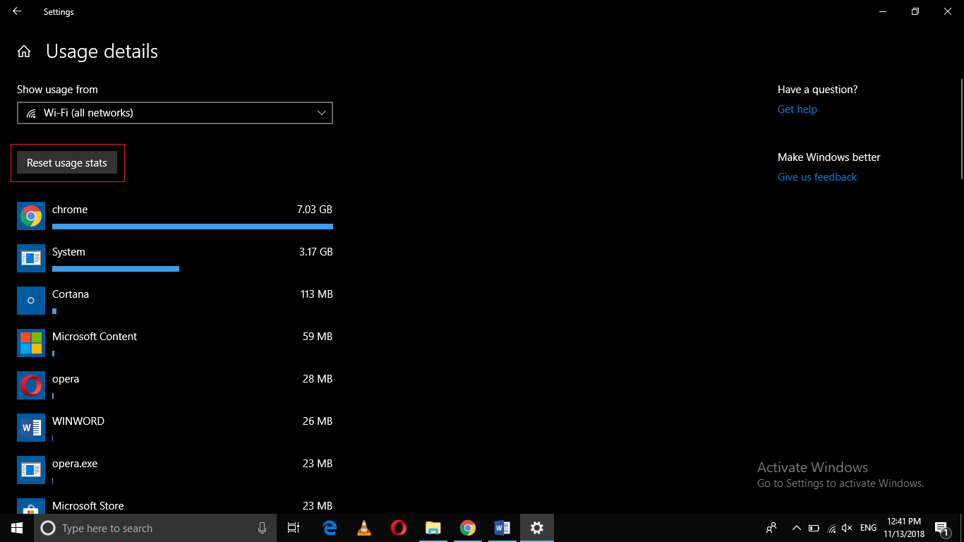 How to Reset or Clear the Data Usage in Windows 10