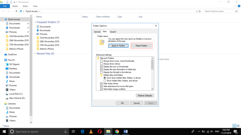 How to Reset File Explorer’s Folder View in Windows 10