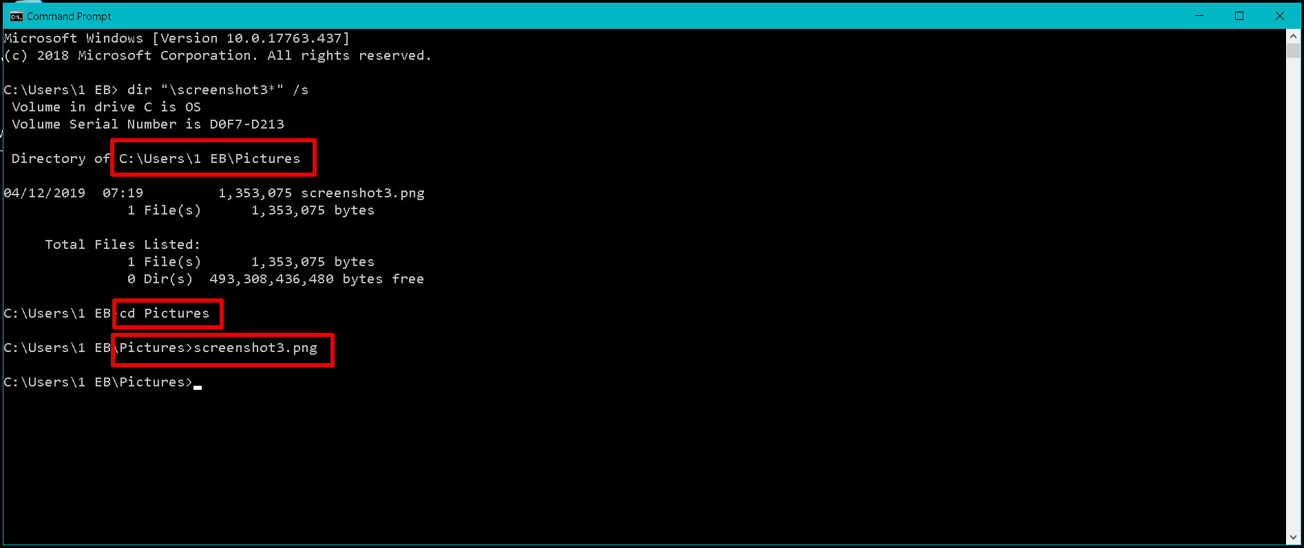 list files in command prompt windows 10