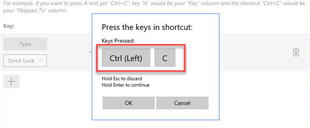 Selecting the key to remap